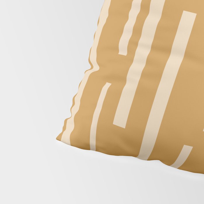 Interrupted Lines Mid-Century Modern Minimalist Abstract Geometric Pattern in Honey Mustard Ochre Pillow Sham Gallery Image 4