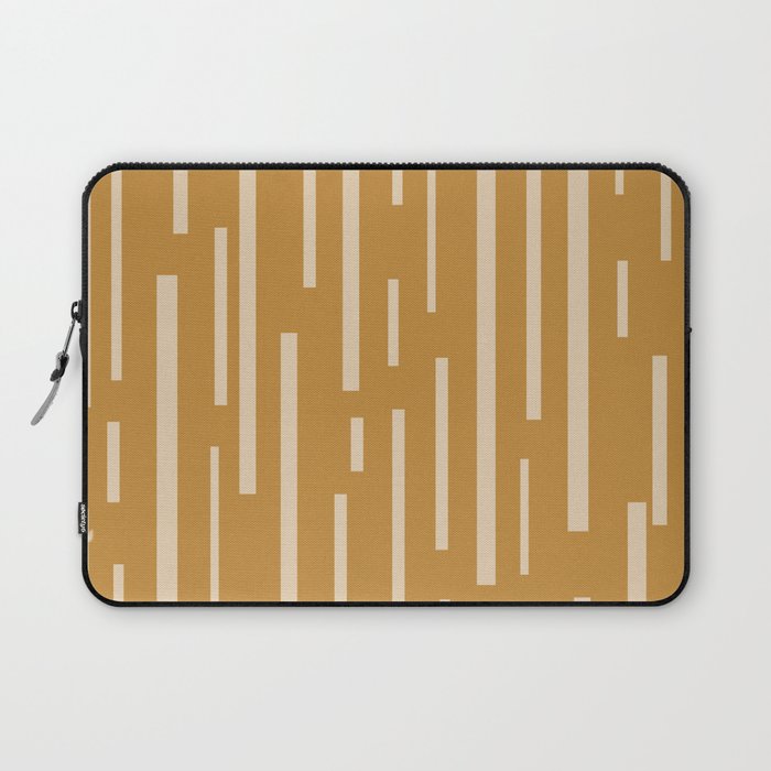 Interrupted Lines Mid-Century Modern Minimalist Abstract Geometric Pattern in Honey Mustard Ochre Laptop Sleeve Gallery Image 1