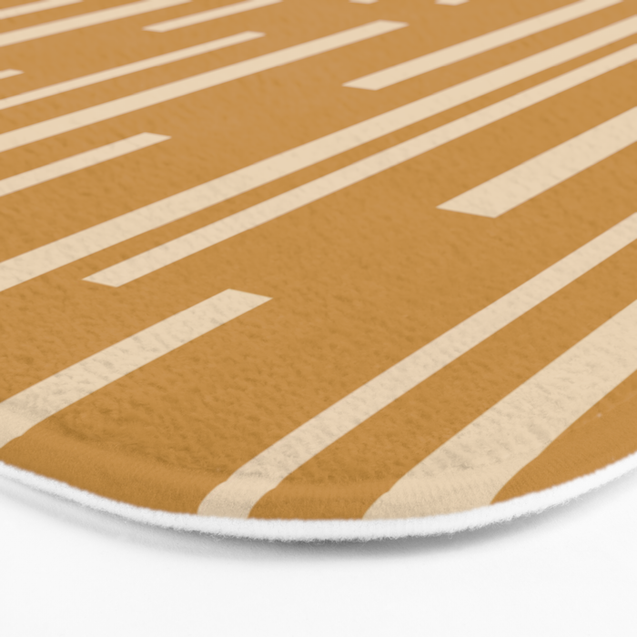 Interrupted Lines Mid-Century Modern Minimalist Abstract Geometric Pattern in Honey Mustard Ochre Bath Mat Gallery Image 3