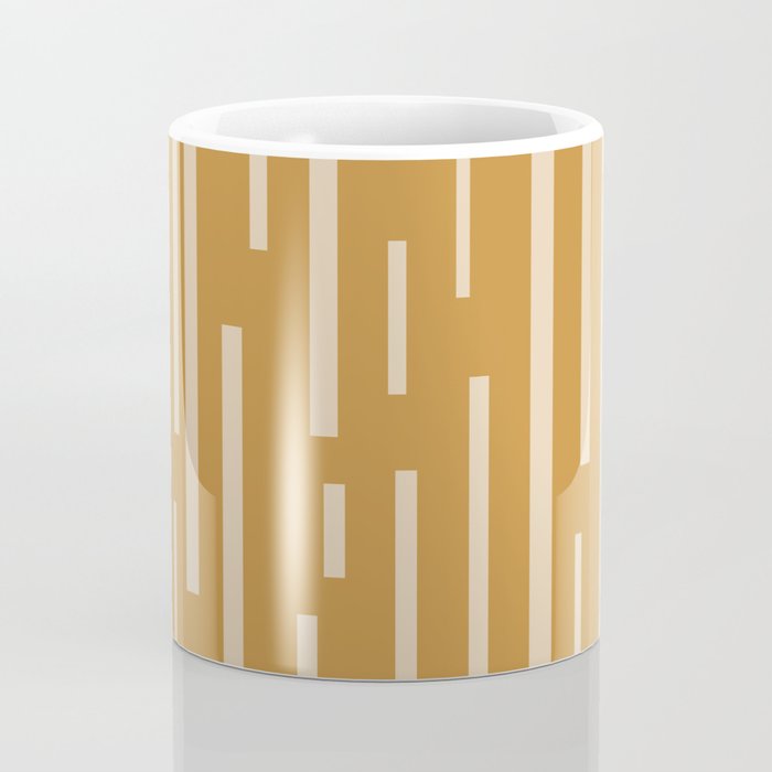 Interrupted Lines Mid-Century Modern Minimalist Abstract Geometric Pattern in Honey Mustard Ochre Coffee Mug Gallery Image 4
