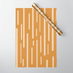 Interrupted Lines Mid-Century Modern Minimalist Abstract Geometric Pattern in Honey Mustard Ochre Wrapping Paper Gallery Image 1