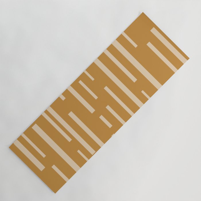 Interrupted Lines Mid-Century Modern Minimalist Abstract Geometric Pattern in Honey Mustard Ochre Yoga Mat Gallery Image 1