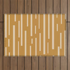 Interrupted Lines Mid-Century Modern Minimalist Abstract Geometric Pattern in Honey Mustard Ochre Outdoor Rug Gallery Image 1
