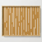 Interrupted Lines Mid-Century Modern Minimalist Abstract Geometric Pattern in Honey Mustard Ochre Serving Tray Gallery Image 1