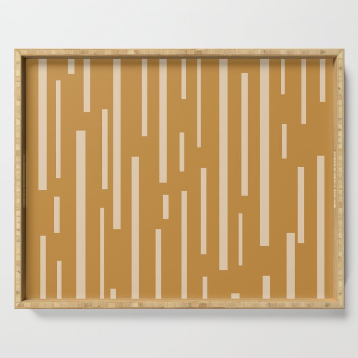 Interrupted Lines Mid-Century Modern Minimalist Abstract Geometric Pattern in Honey Mustard Ochre Serving Tray Gallery Image 1
