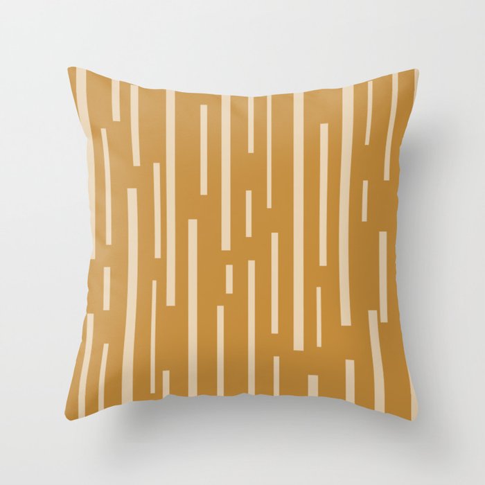 Interrupted Lines Mid-Century Modern Minimalist Abstract Geometric Pattern in Honey Mustard Ochre Throw Pillow Gallery Image 6