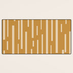 Interrupted Lines Mid-Century Modern Minimalist Abstract Geometric Pattern in Honey Mustard Ochre Desk Mat Gallery Image 3