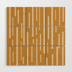 Interrupted Lines Mid-Century Modern Minimalist Abstract Geometric Pattern in Honey Mustard Ochre Wood Wall Art Gallery Image 1
