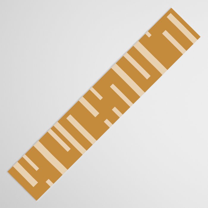 Interrupted Lines Mid-Century Modern Minimalist Abstract Geometric Pattern in Honey Mustard Ochre Table Runner Gallery Image 3