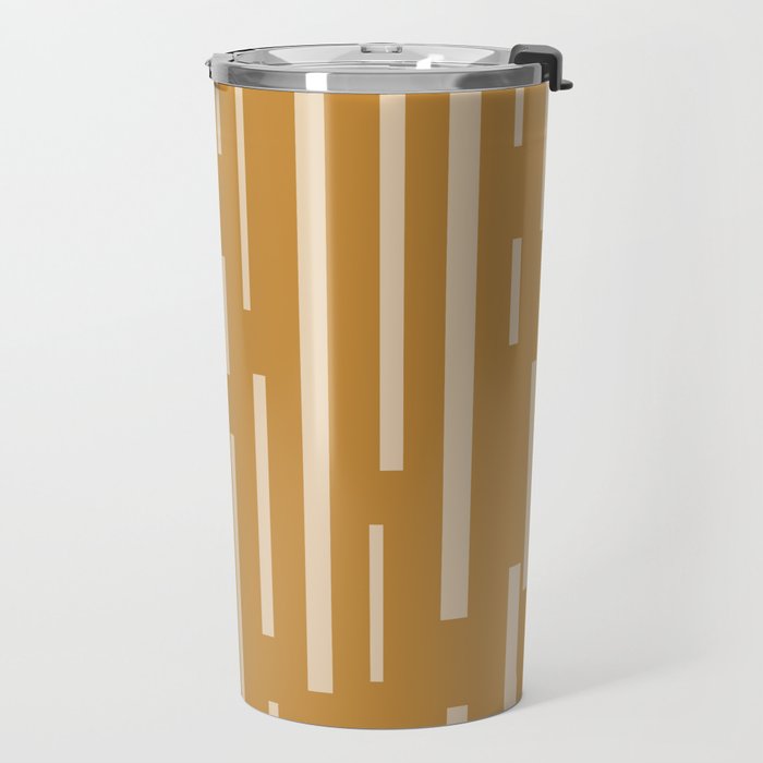 Interrupted Lines Mid-Century Modern Minimalist Abstract Geometric Pattern in Honey Mustard Ochre Travel Mug Gallery Image 2