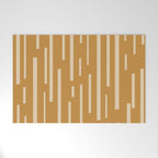Interrupted Lines Mid-Century Modern Minimalist Abstract Geometric Pattern in Honey Mustard Ochre Welcome Mat Gallery Image 1