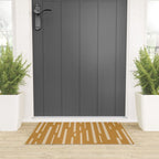 Interrupted Lines Mid-Century Modern Minimalist Abstract Geometric Pattern in Honey Mustard Ochre Welcome Mat Gallery Image 3