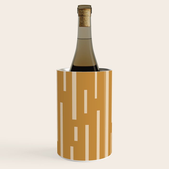 Interrupted Lines Mid-Century Modern Minimalist Abstract Geometric Pattern in Honey Mustard Ochre Wine Chiller Gallery Image 1