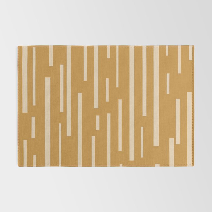 Interrupted Lines Mid-Century Modern Minimalist Abstract Geometric Pattern in Honey Mustard Ochre Rug Gallery Image 2