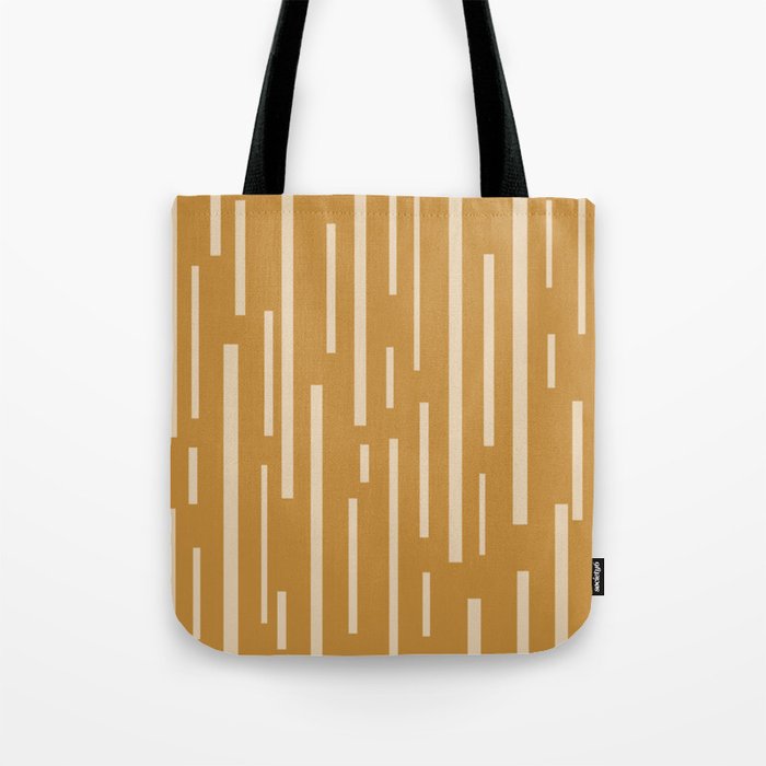 Interrupted Lines Mid-Century Modern Minimalist Abstract Geometric Pattern in Honey Mustard Ochre Tote Bag Gallery Image 1