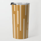 Interrupted Lines Mid-Century Modern Minimalist Abstract Geometric Pattern in Honey Mustard Ochre Travel Mug Gallery Image 3