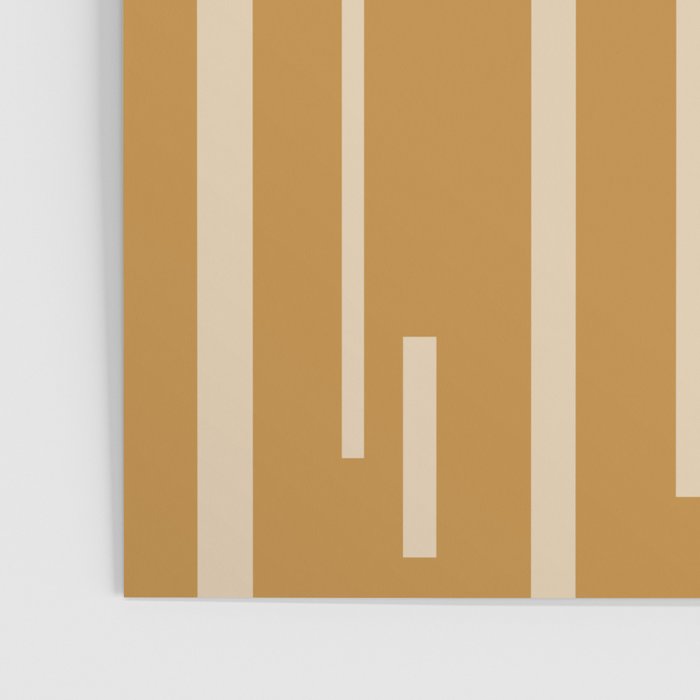 Interrupted Lines Mid-Century Modern Minimalist Abstract Geometric Pattern in Honey Mustard Ochre Poster Gallery Image 3