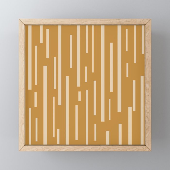 Interrupted Lines Mid-Century Modern Minimalist Abstract Geometric Pattern in Honey Mustard Ochre Mini Art Print Gallery Image 1