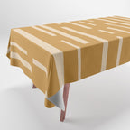Interrupted Lines Mid-Century Modern Minimalist Abstract Geometric Pattern in Honey Mustard Ochre Tablecloth Gallery Image 1