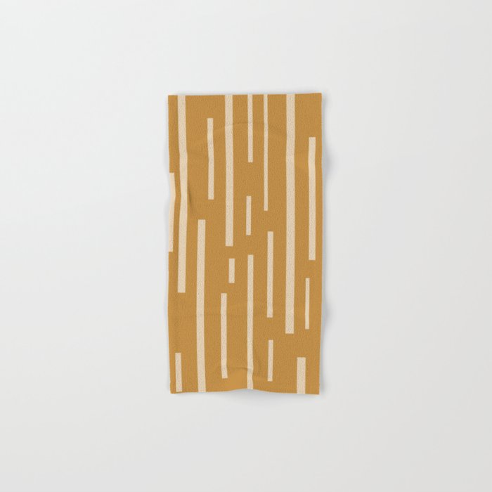 Interrupted Lines Mid-Century Modern Minimalist Abstract Geometric Pattern in Honey Mustard Ochre Bath Towel Gallery Image 1