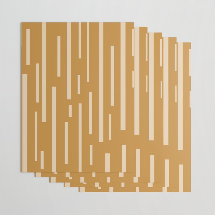 Interrupted Lines Mid-Century Modern Minimalist Abstract Geometric Pattern in Honey Mustard Ochre Wrapping Paper Gallery Image 3