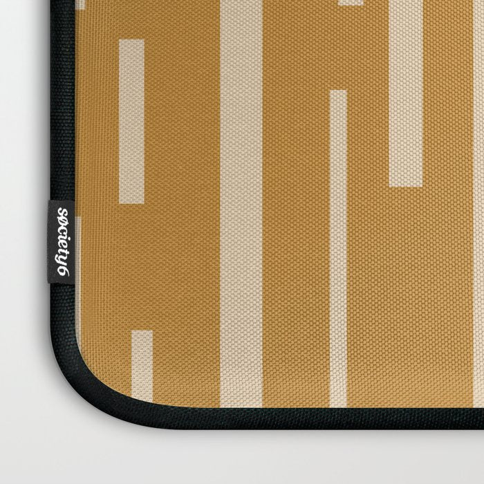 Interrupted Lines Mid-Century Modern Minimalist Abstract Geometric Pattern in Honey Mustard Ochre Laptop Sleeve Gallery Image 3