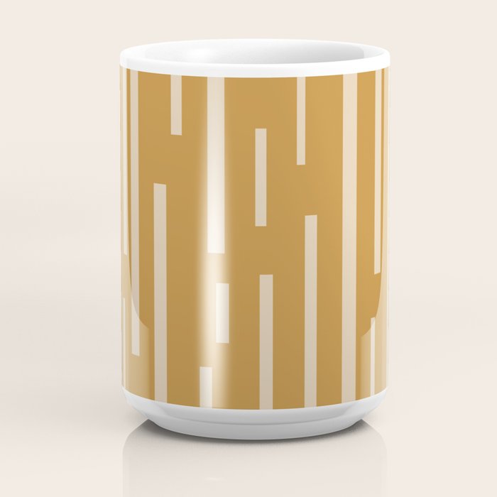 Interrupted Lines Mid-Century Modern Minimalist Abstract Geometric Pattern in Honey Mustard Ochre Coffee Mug Gallery Image 4