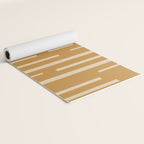 Interrupted Lines Mid-Century Modern Minimalist Abstract Geometric Pattern in Honey Mustard Ochre Yoga Mat Gallery Image 2
