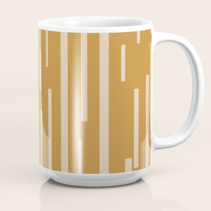 Interrupted Lines Mid-Century Modern Minimalist Abstract Geometric Pattern in Honey Mustard Ochre Coffee Mug Gallery Image 2