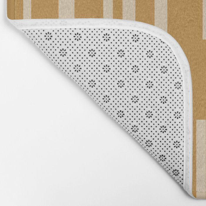 Interrupted Lines Mid-Century Modern Minimalist Abstract Geometric Pattern in Honey Mustard Ochre Bath Mat Gallery Image 2