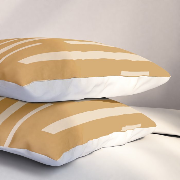 Interrupted Lines Mid-Century Modern Minimalist Abstract Geometric Pattern in Honey Mustard Ochre Pillow Sham Gallery Image 3