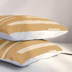 Interrupted Lines Mid-Century Modern Minimalist Abstract Geometric Pattern in Honey Mustard Ochre Pillow Sham Gallery Image 3