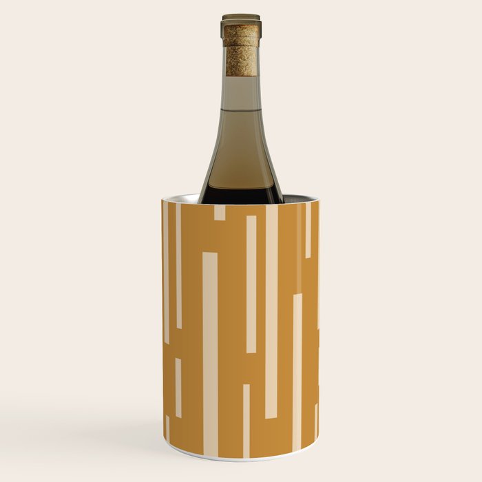 Interrupted Lines Mid-Century Modern Minimalist Abstract Geometric Pattern in Honey Mustard Ochre Wine Chiller Gallery Image 2
