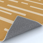 Interrupted Lines Mid-Century Modern Minimalist Abstract Geometric Pattern in Honey Mustard Ochre Rug Gallery Image 4