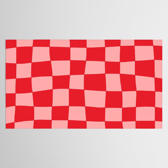 Hand Drawn Checkerboard Pattern (red/pink) Tablecloth Gallery Image 2