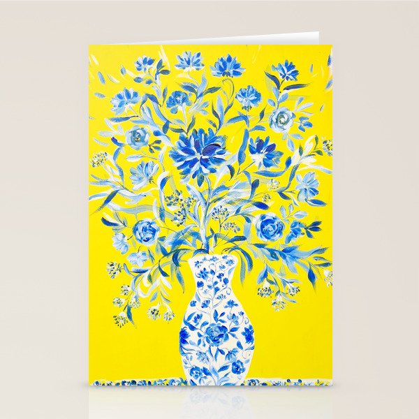 Yellow and blue vase chinoiserie  Stationery Card Gallery Image 1