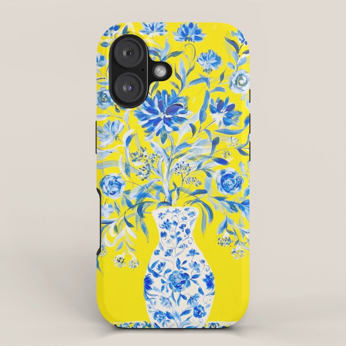 Yellow and blue vase chinoiserie  iPhone Case
