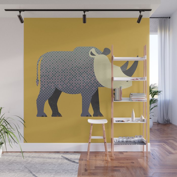 Whimsy Rhinoceros II Wall Mural Gallery Image 1