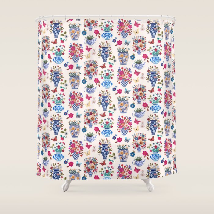 Nostalgic flower vases Shower Curtain Gallery Image 1