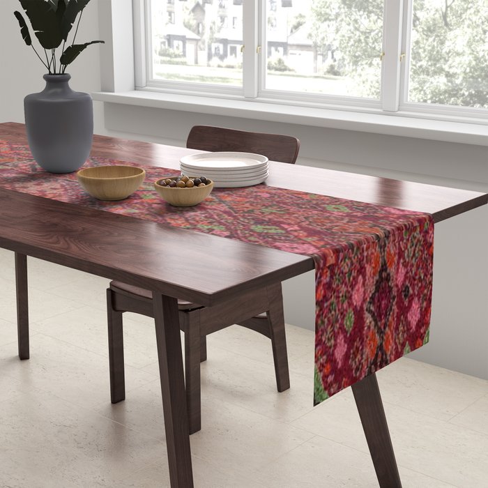 Vibrant Moroccan Kilim Pattern Table Runner Gallery Image 2