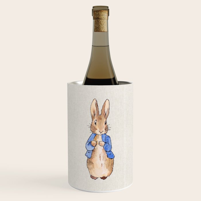 Peter the rabbit beige linen textured background Wine Chiller Gallery Image 1