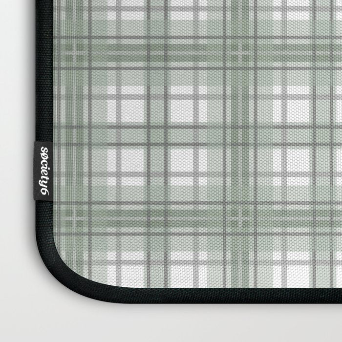 Sage Green and Gray Plaid Laptop Sleeve Gallery Image 3