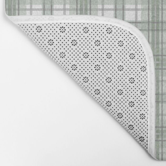 Sage Green and Gray Plaid Bath Mat Gallery Image 2