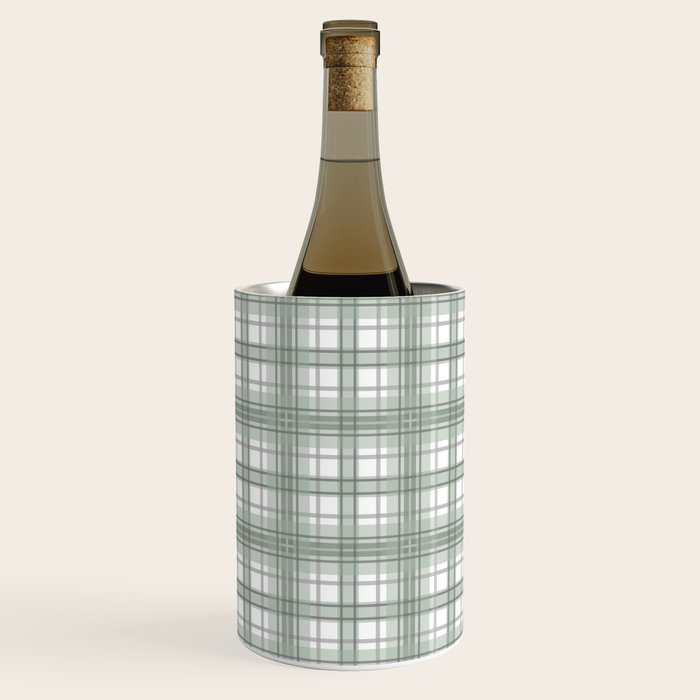 Sage Green and Gray Plaid Wine Chiller Gallery Image 1