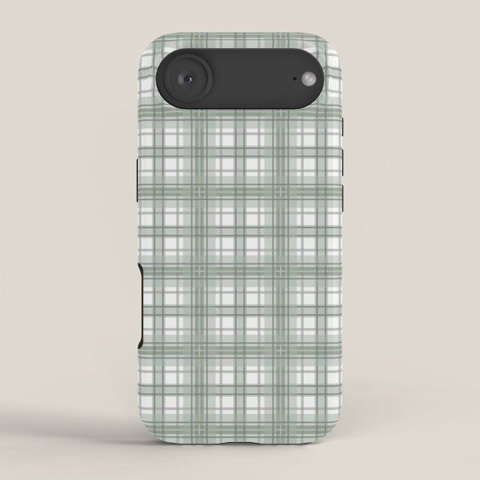 Sage Green and Gray Plaid iPhone Case Gallery Image 2