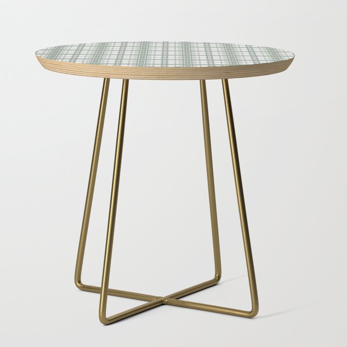 Sage Green and Gray Plaid Side Table Gallery Image 1