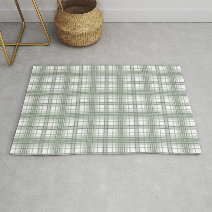 Sage Green and Gray Plaid Rug Gallery Image 1