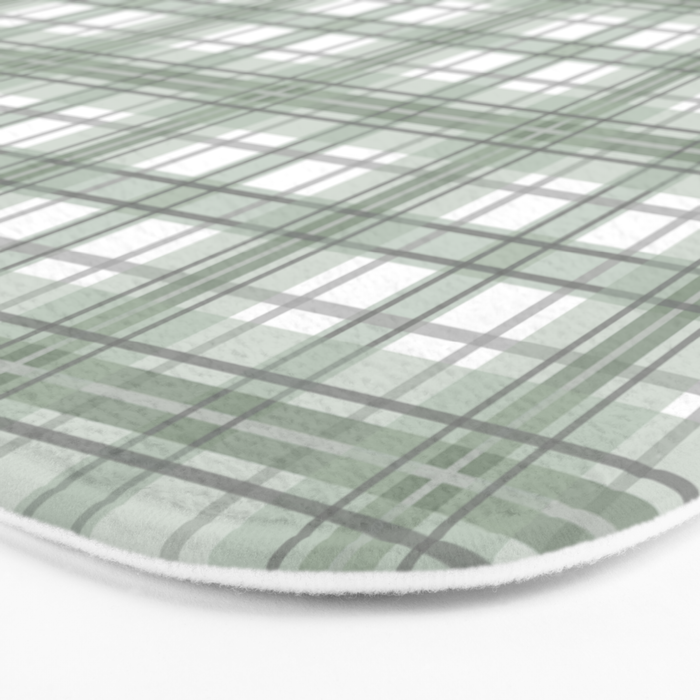 Sage Green and Gray Plaid Bath Mat Gallery Image 3