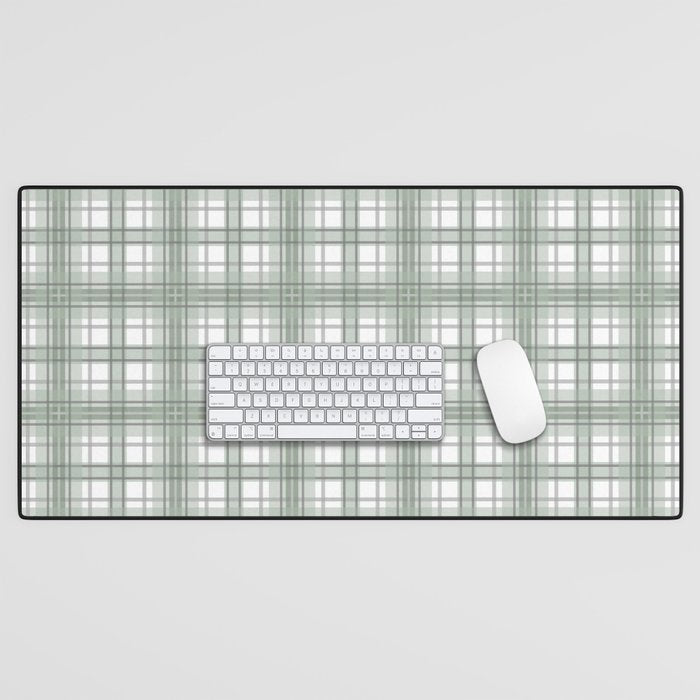 Sage Green and Gray Plaid Desk Mat Gallery Image 1