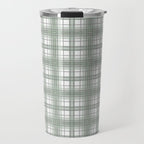 Sage Green and Gray Plaid Travel Mug Gallery Image 1